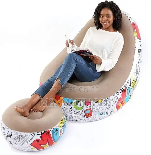 Portable Inflatable Lazy Lounge Chair Set with Manual Pump - 1