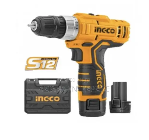 Ingco Cordless Drill 12V with 2 Batteries & Charger - 1