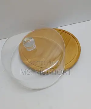 28cm Glass Cake Cover with Bamboo Lid/Base