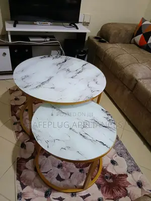 Round Glass Marble Effect Coffee Table
