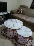 Round Glass Marble Effect Coffee Table - 2