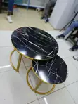 Black Marble Effect Glass Top Coffee Table - 1
