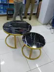 Black Marble Effect Glass Top Coffee Table - 2