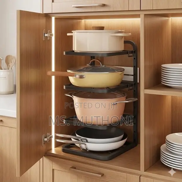 Heavy-Duty Adjustable Pots & Pans Organizer Rack - 1