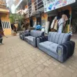 Set ya Sofa 7 Seater Grey Ribbed - Mpya Kabisa - 1