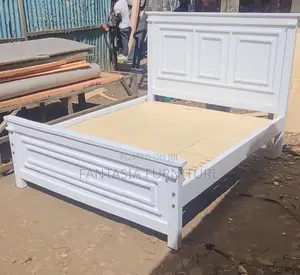 5x6 White Solid Wood Panel Bed