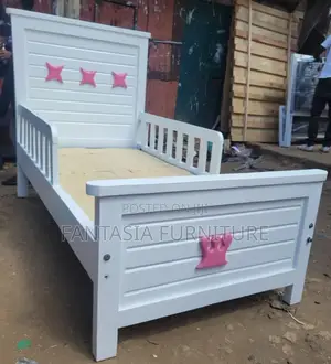 Brand New White Kids Bed with Pink Star & Crown Accents
