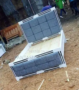 5x6 White Grey Tufted Bed Frame