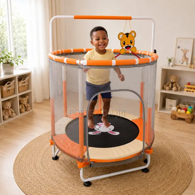 5FT Kids Trampoline with Safety Net and Handlebar - 1