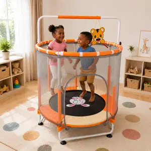5ft Kids Exercise Trampoline with Safety Enclosure