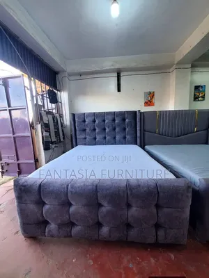 Dark Grey Velvet Bed Frame - Brand New