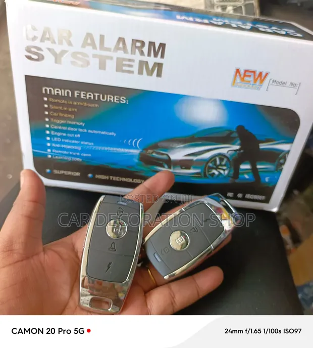 Car Alarm System with Luxury Aesthetic Remote - 1