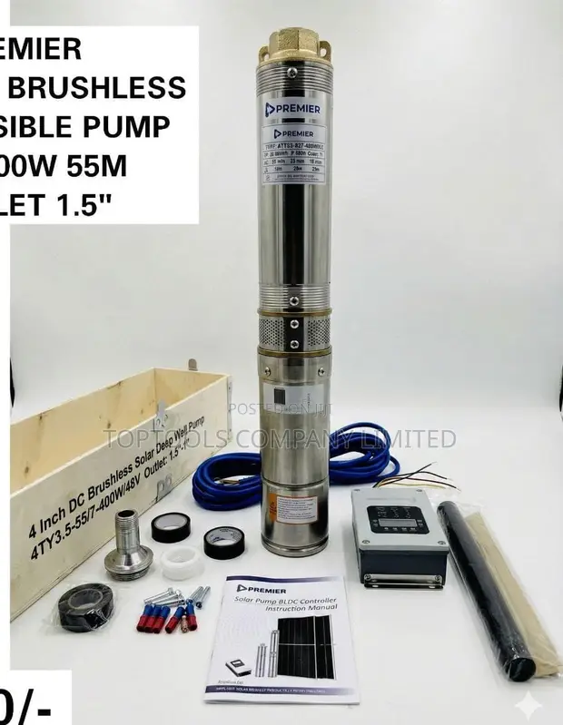Premier DC Solar Brushless Submersible Pump 48V 400W 55m 1.5" - 1