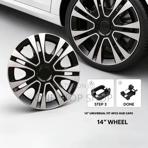 14" Durable ABS Plastic Wheel Caps with Snap-on Retention Ring - 1