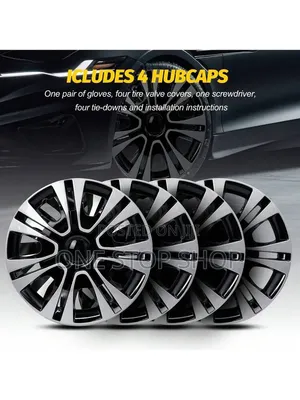 14" Gloss Black/Silver High Impact ABS Plastic Wheel Caps