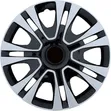 14" Gloss Black/Silver High Impact ABS Plastic Wheel Caps - 2