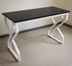 Modern Black & White Office Desk - Executive Workstation