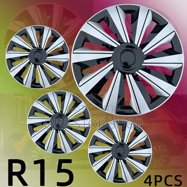 15" Wheel Caps with Black Inner Recessed Pattern (Set of 4) - 1