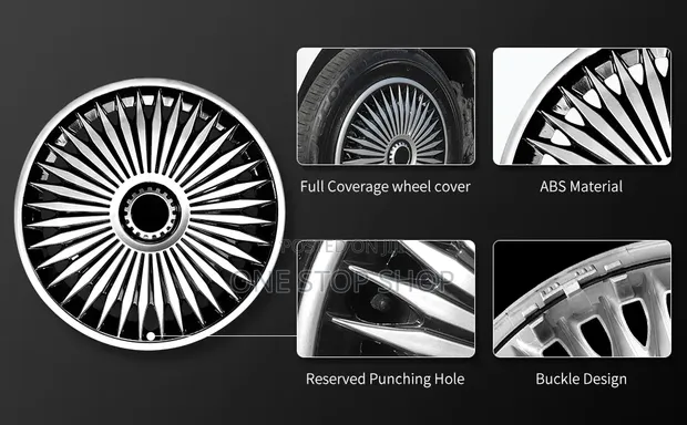 16" Multi-Spoke Radial Wheel Caps (Alternating Black) - 1