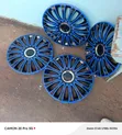 14" Decorative Premium Upgrade Standard Blue Black Wheel Caps - 1