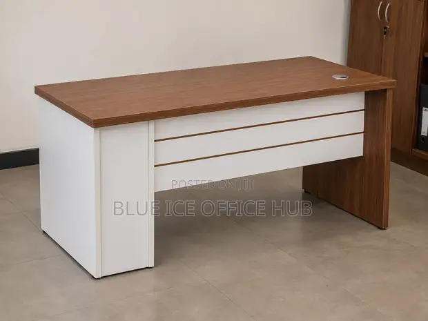 Executive Workstation Computer Desk - White & Wood - 1