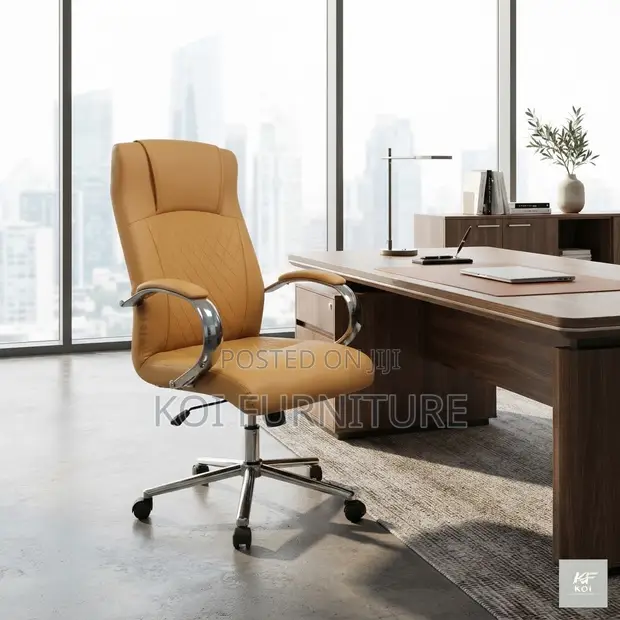 Brown Leather Executive Office Chair - 1