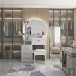 Modern White Dressing Vanity Table with Stool - 5