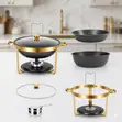 6L Premium Black & Gold Round Stainless Steel Chafing Dish - 2