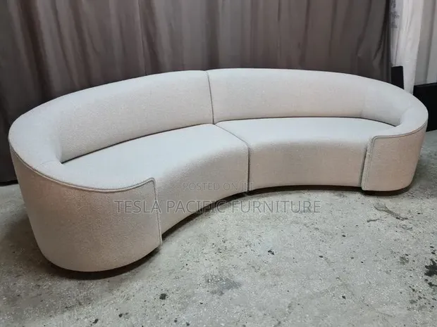 Modern Boucle Curved Sofa with Spring Cushions - 1