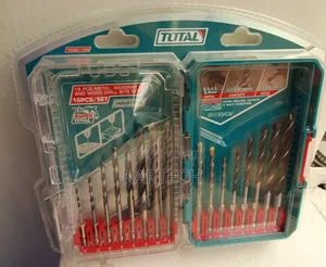 Total 16-Piece Industrial Drill Bit Set (Metal, Masonry, Wood)