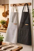 Stripped Kitchen Aprons - Brown & Black - 1
