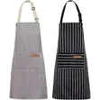 Stripped Kitchen Aprons - Brown & Black - 2