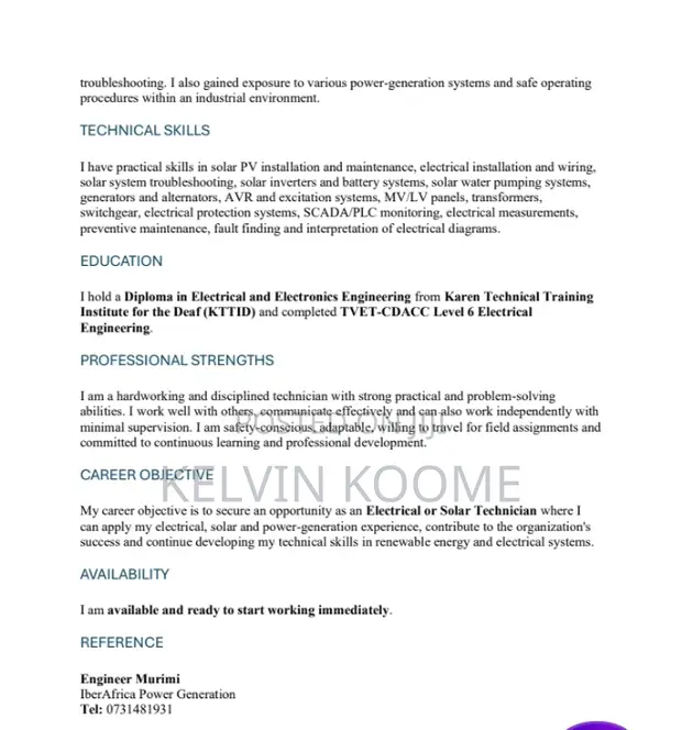 Electrical Technician Trainee - Engineering Graduate - 1