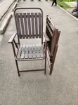 Foldable Metal Slat Chair - Brown - 1