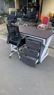 Modern Office Desk 1.4M with Pedestal & Mesh Chair - 2