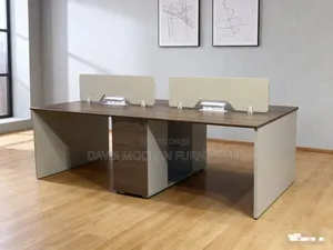 4-Way Office Workstation - Walnut & Cream