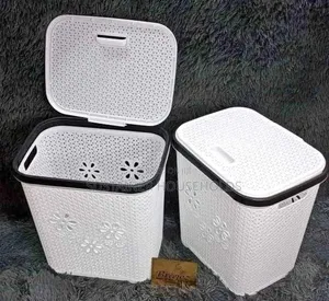 White Linen Laundry Basket