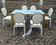 6-Seater Luxury Marble Dining Set - White & Gold - 1