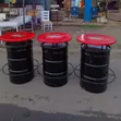 Custom Bar Drum Tables with Marble Tops - 1