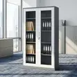 Glass Door Filing Cabinet - White & Black - 3