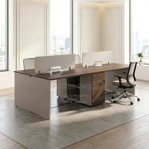 Wooden 4 Seater Office Workstation Desk - 1