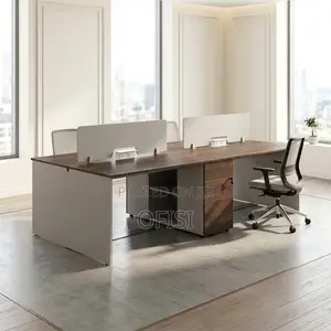 Wooden 4 Seater Office Workstation Desk