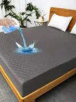 Grey and Maroon Waterproof Mattress Protector - 1
