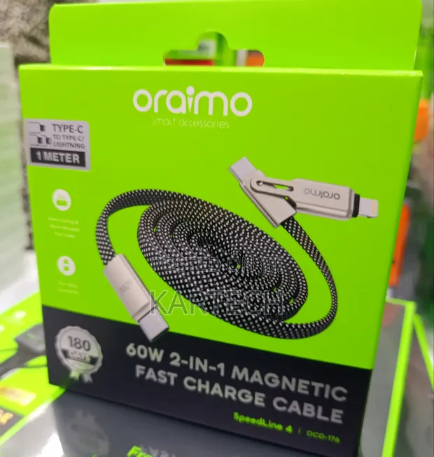 Oraimo SpeedLine 4 OCD-176 60W 2-in-1 Magnetic Fast Charging Cable - 1