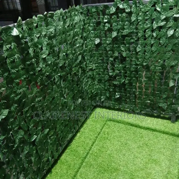 Artificial Privacy Fence - Green Leaf Design - 1