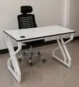 Modern Office Desk with White Gloss Top & Metal Frame - 3