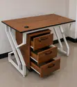 Modern Office Desk with 3 Lockable Drawers - Cable Management - 5