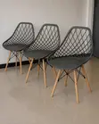 Modern Black Mesh Dining Chairs with Wooden Legs (Set of 4) - 4