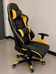 Black & Yellow Gaming Chair with Footrest & Lumbar Support - 3