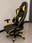 Black & Yellow Gaming Chair with Footrest & Lumbar Support - 4